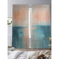 thumbnail image 3 of Oil Painting Style Sheer Curtains 108 Inches Long 2 Panels Abstract Yellow Blue Ocean Sunset Light Filtering Semi Sheer Window Curtains Drapes for Bedroom Living Room 52"x108", 3 of 7