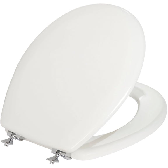 1-pack Mayfair Round Closed Front Toilet Seat with Chrome Hinges - 1 Pack, White — Standard Mounting Hardware, Drop-In Replacement