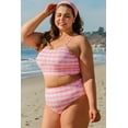 thumbnail image 3 of Stylish Pink Plus Size Plaid Print High Waist Bikini Set for Beach Days - [ZhiHiMeRi] | (US 14W-16W)1X, 3 of 12