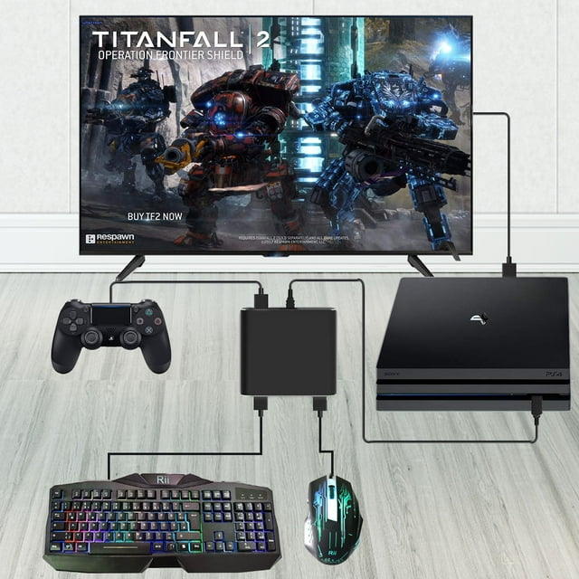 TORUBIA Mouse-Controller-Keyboard-Adapter , USB HUB Game Controller Keyboard and Mouse Adaptor Converter for PS4/ Xbox one/Switch - Black