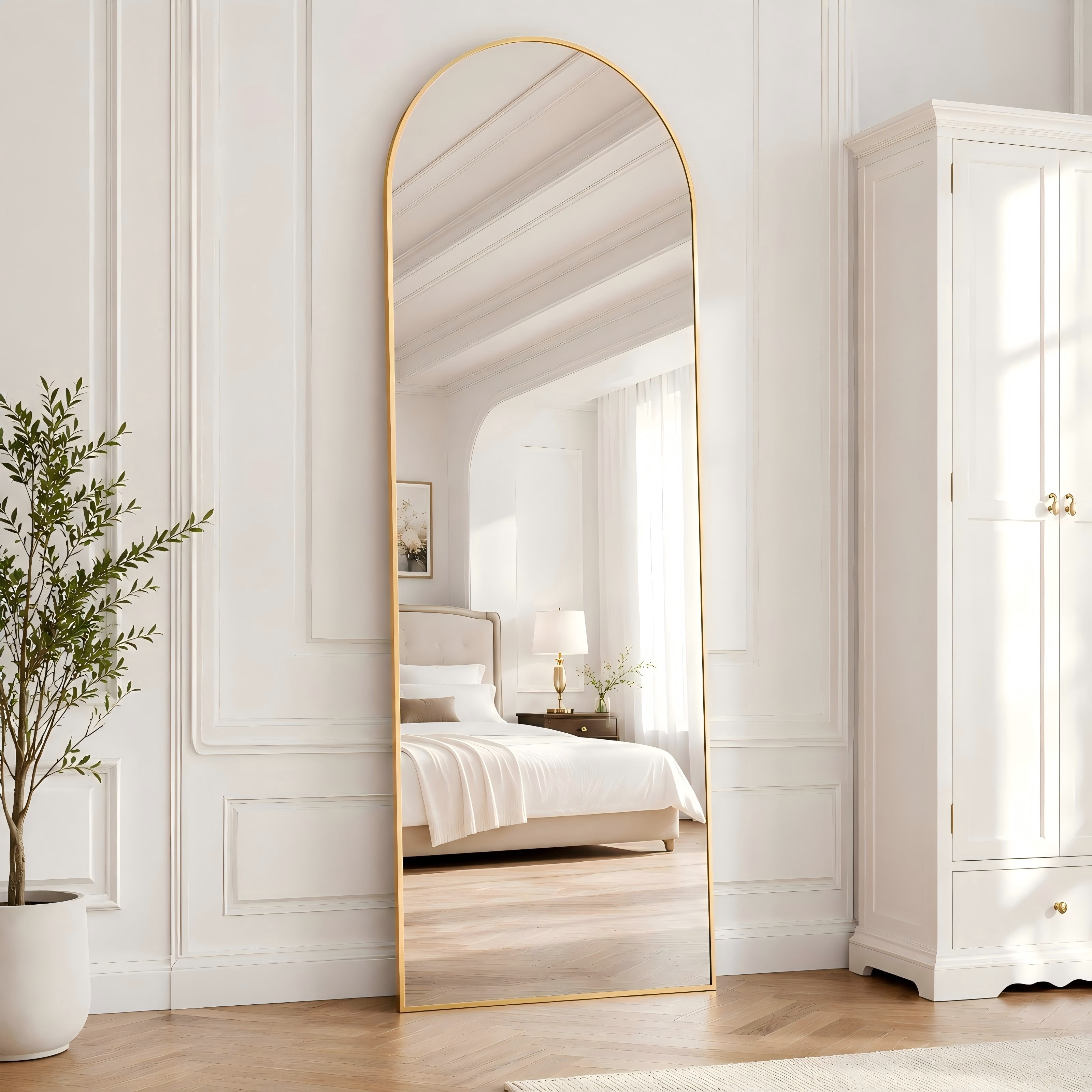 GRAHMCY 64"x 21.2" Arched Full Length Mirror Full Body Floor Mirrors, Gold