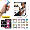 thumbnail image 3 of 10/12/18/24 Color Temporary Markers - -Safe Washable Body Art Pens With Stencils For Parties And 10ml, 3 of 6