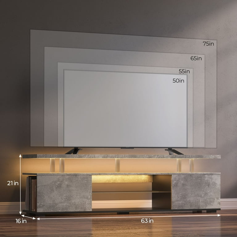 T.V Cubehom LED TV Stand Entertainment Center with Storage Wood