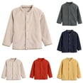 thumbnail image 5 of Zwiiyzr 3-8Y Kid's Boys Girls Polar Fleece Jackets Coats Button Up Stand Collar Long Sleeve Jacket for Spring Fall Beige, 5 of 5