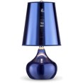 thumbnail image 1 of 18" Tall Metal Luster Touch Table Lamp, Sapphire Blue finish, Transparent Shade, 1 of 1