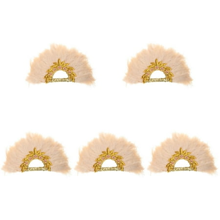 

FRCOLOR 5pcs Hand Held Plume Fan Women Wedding Costume Fan Delicate Bride Plume Hand Fan