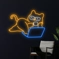 thumbnail image 3 of Handmadetneonsign Lazy Cat Led Sign, Cat Led Light, Glasses Cat Neon Sign, Cat Laptop Neon Light, 3 of 5