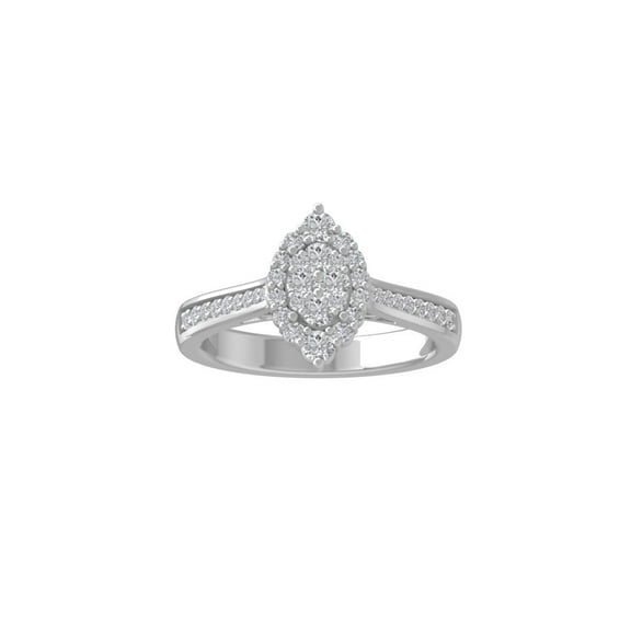 ARAIYA 10K White Gold Round Cluster Diamond Engagement Ring (1/2 cttw, I-J Color, I2-I3 Clarity), Size 10