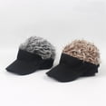 thumbnail image 4 of Clossjun Men's Novelty Hair Hat Funny Sun Visor with Wig Spiked Hair Adjustable Sun Visor Baseball Golf Cap, 4 of 4