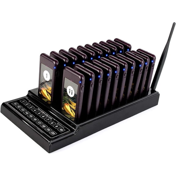 Retekess T111 Restaurant Pager System, Buzzers for Restaurant, 500M Long Range, Replaceable Sticker, 20 Food Buzzers for Food Truck, Church, Brewery