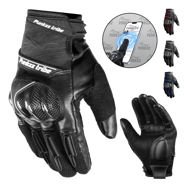 Guantes Para Motocicleta Microfibra Cuero Y Fibra De Carbono