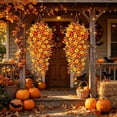 thumbnail image 2 of Fall Artificial Hanging Flowers for Outdoor, 2 Pcs Fake Mums Lilys Leaves Faux Flowers Outdoor Fall Decor, UV Resistant Silk Flower for Front Door Porch Planters Patio Yard Garden, 2 of 7