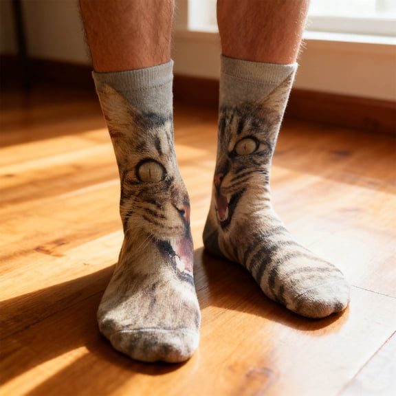 Realistic Cat Face Socks, Cat Socks For Cats, 3D Animal Sock For Kids, Animal Stockings, Novelty Animals Design, Gifts for Women Men, Cat Lover