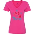 thumbnail image 3 of Inktastic Let It Snow, Snowflakes, Christmas - Red Blue Gray Women's V-Neck T-Shirt, 3 of 5