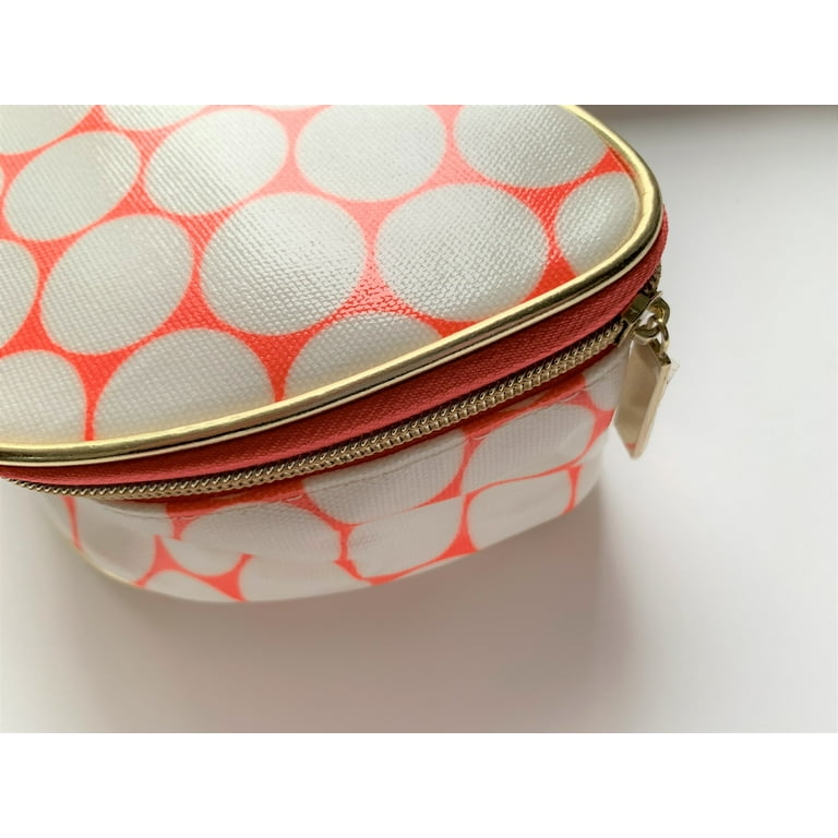 Nordstrom Beauty Makeup Cosmetic Polka Dots Coral Bag Toiletry Travel Case