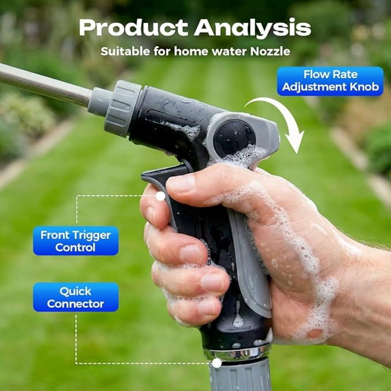 TripleHBB 2026Upgrade Turn Any Hose into a High Pressure Water Cleaning Jet,Power Jet Washer with High Pressure Hose Nozzle,Multi Function Lawn & Garden Watering Sprayer for Yard Car