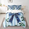 thumbnail image 2 of Manfei Polka Dots Bow 7 Pieces Bedding Comforter Set,Xmas Flower Floral Full Bedding Set,Green Blue Fitted Sheet Flat Sheet For Girls Kids,Breathable Home Decor Reversible, 2 of 8