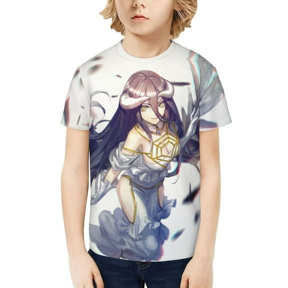 Anime Overlord Albedo Kids T-Shirt 3d Printed Graphic T-Shirts Boys And Girls Short Sleeve Shirts For Youth Kids X-Small