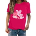 thumbnail image 2 of Pink Women T Shirts Loose Fit, Spandex Tops For Women, Tshirts Shirts For Women, Women's New Summer Valentine's Day Simple Love Printed Round Neck Short Sleeved T Shirt Casual Top, 2 of 4
