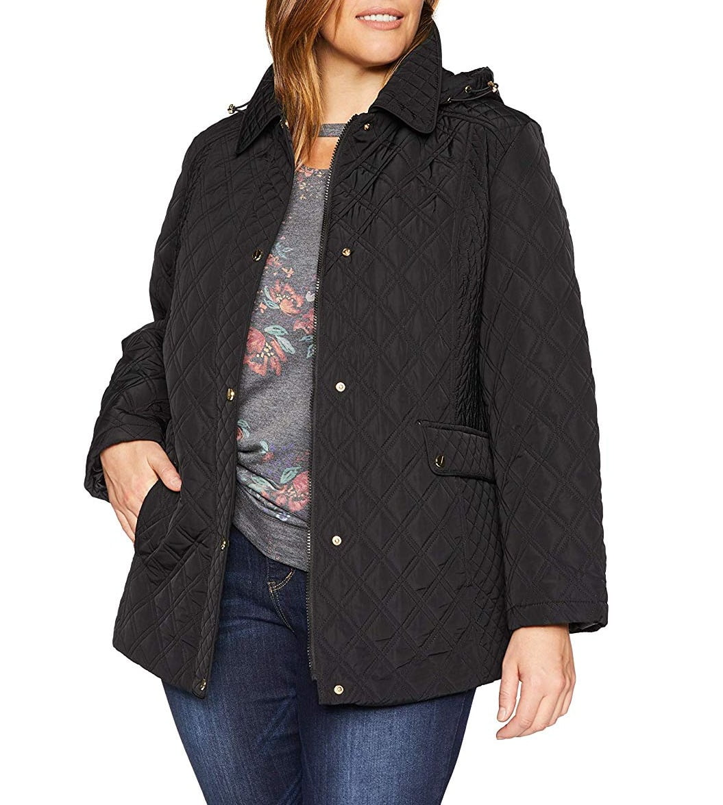 Womens Jacket Plus Quilted FullzZip Hooded 1X