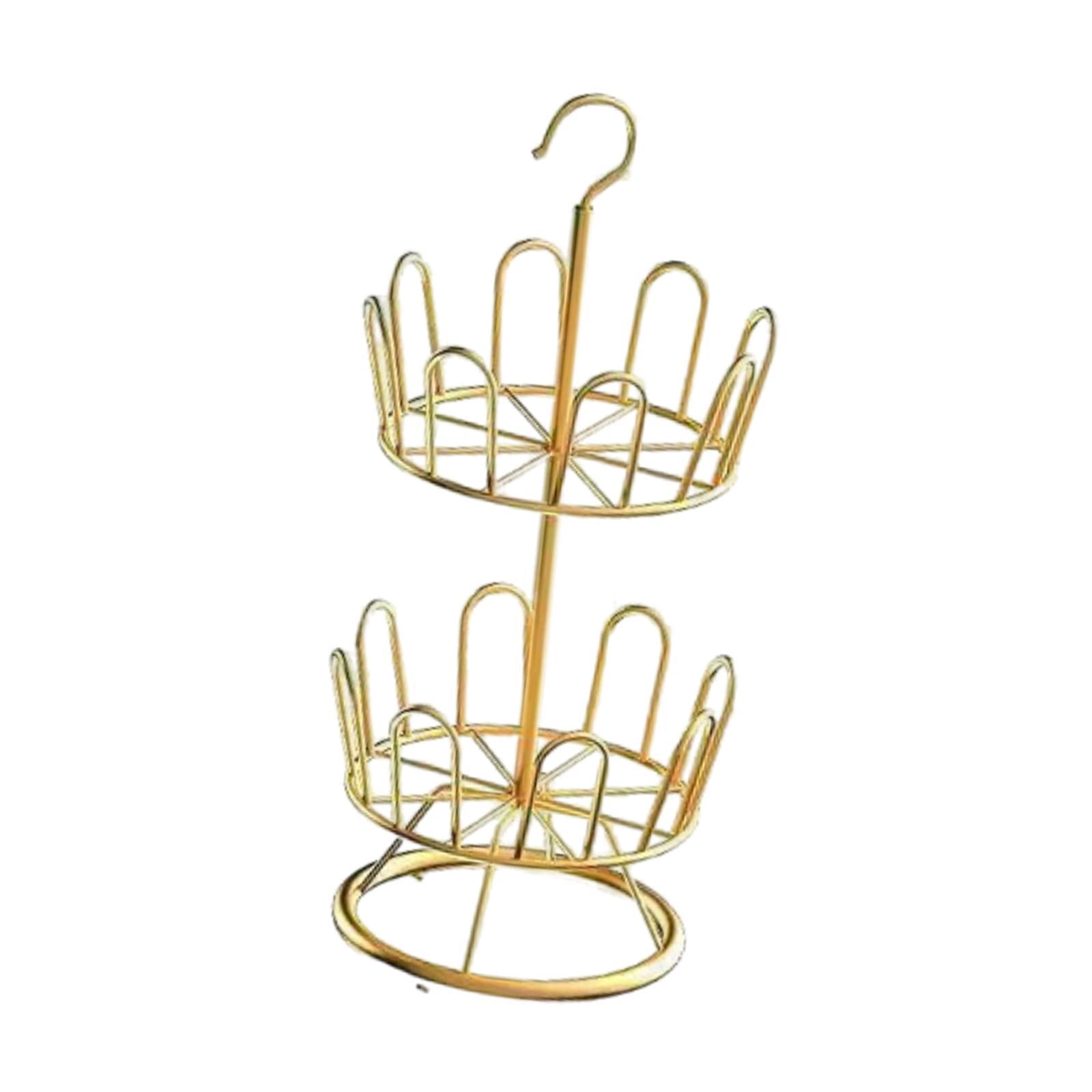 Fiocias High Quality Rotating Shoe Rack. Standing Circular Rack with Outstanding Design. Gold 2 Tiers