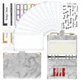 thumbnail image 4 of A6 Binder Budget Book  Loose Leaf Book  Cash Budget Hand Ledger A6 Binder Budget Book Portable Marble Grain Notebook PU Leather 6 Hole Loose Leaf Book Cash Budget Hand Ledger, 4 of 8