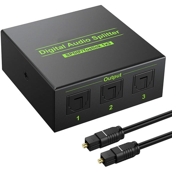 SPDIF Toslink Splitter 1x3 Digital Audio Splitter with Aluminum Alloy
