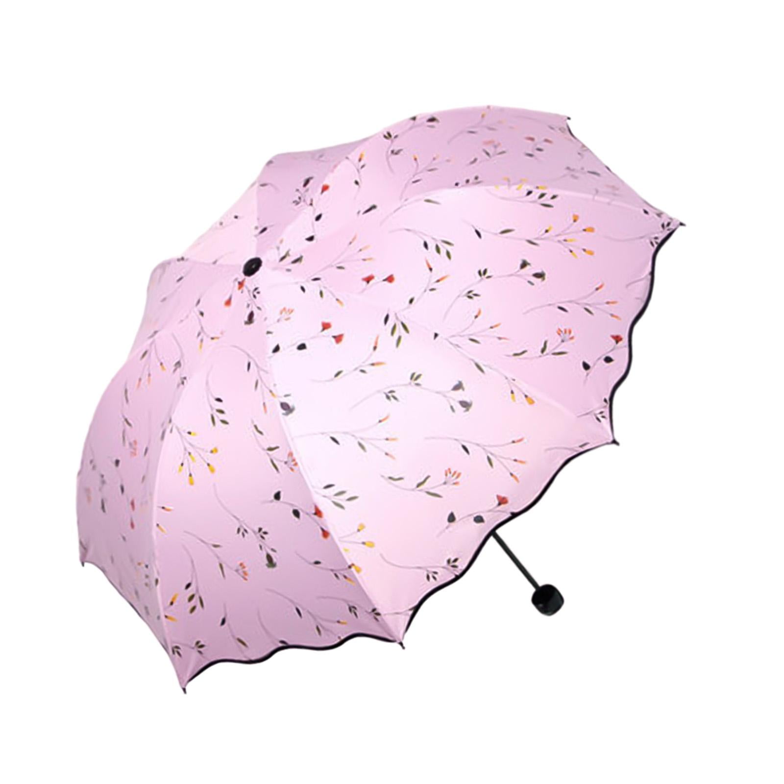 Abbraccia Foldable Umbrella Travel Umbrella for Men Women Rainproof Rain Umbrella Sun Umbrella for Purse for Backpacking Summer Walking Pink