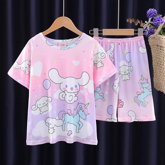 Pyjama pour Garçons et Filles à Manches Courtes, Shorts, Décontracté, Deux Pièces, Dessin Animé, Mignon, Vêtements de Maison-ZJKDGJKJ