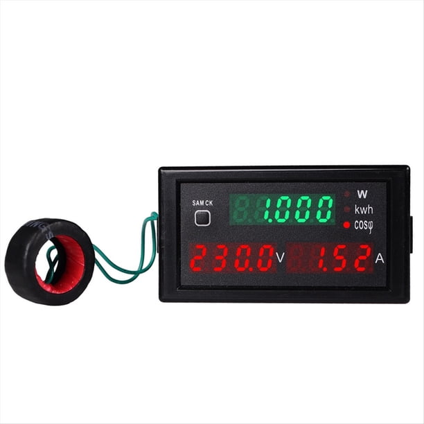 Pantalla Eléctrica de 100 A CA, Voltaje, Corriente, Factores de Potencia , KWH, Voltímetro, Amperímetro, Medidor de Panel, Energía, Vatímetro, Reinicio, B