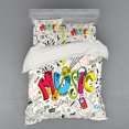 thumbnail image 2 of Ambesonne Music Bedding Set 3 Pcs, Pop Art Doodle Style Art, Twin XL, Multicolor, 2 of 3
