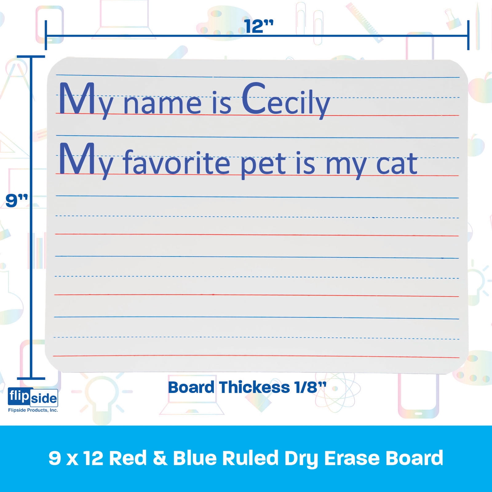 Flipside Products Double-Sided Dry Erase Board, 9"W x 12"L, Pack of 24