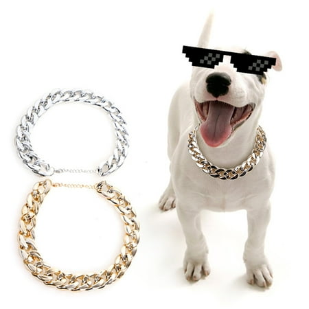 Zehuanyu Metal Pet Necklace Silver Chain Fashion Cool Pandant Hanging Jewelry Photo Props for Cat Small Dog (Silver)