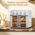 thumbnail image 2 of 27.5 Quart 6 Slices Large Air Fryer Convection Toaster Oven, French Door, 1700W, Multifunction Oven for Air Fryer, Toast, Grill, Defrost, Bake, Time and Temperature Controls, Silver, 2 of 6