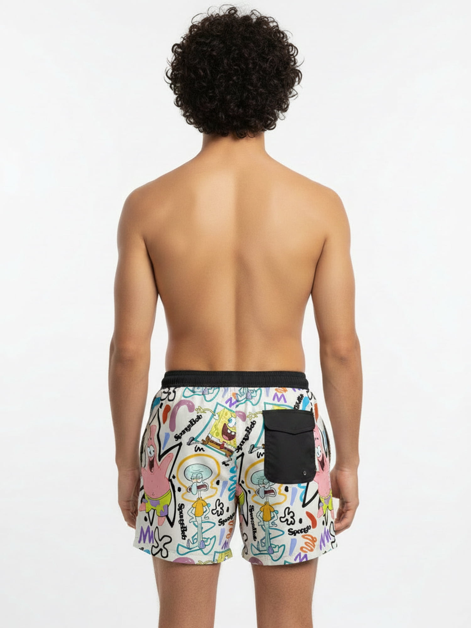 Neff Men's and Big Men's SpongeBob SquarePants Print Swim Trunks, Sizes S-3XL