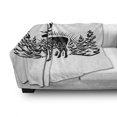 thumbnail image 2 of Deer Hunting Soft Flannel Fleece Throw Blanket, Reindeer Horns Spruce Forest Ornamentals Nature Illustration, Cozy Plush for Indoor and Outdoor Use, 50" x 60", Charcoal Grey White, by Ambesonne, 2 of 5