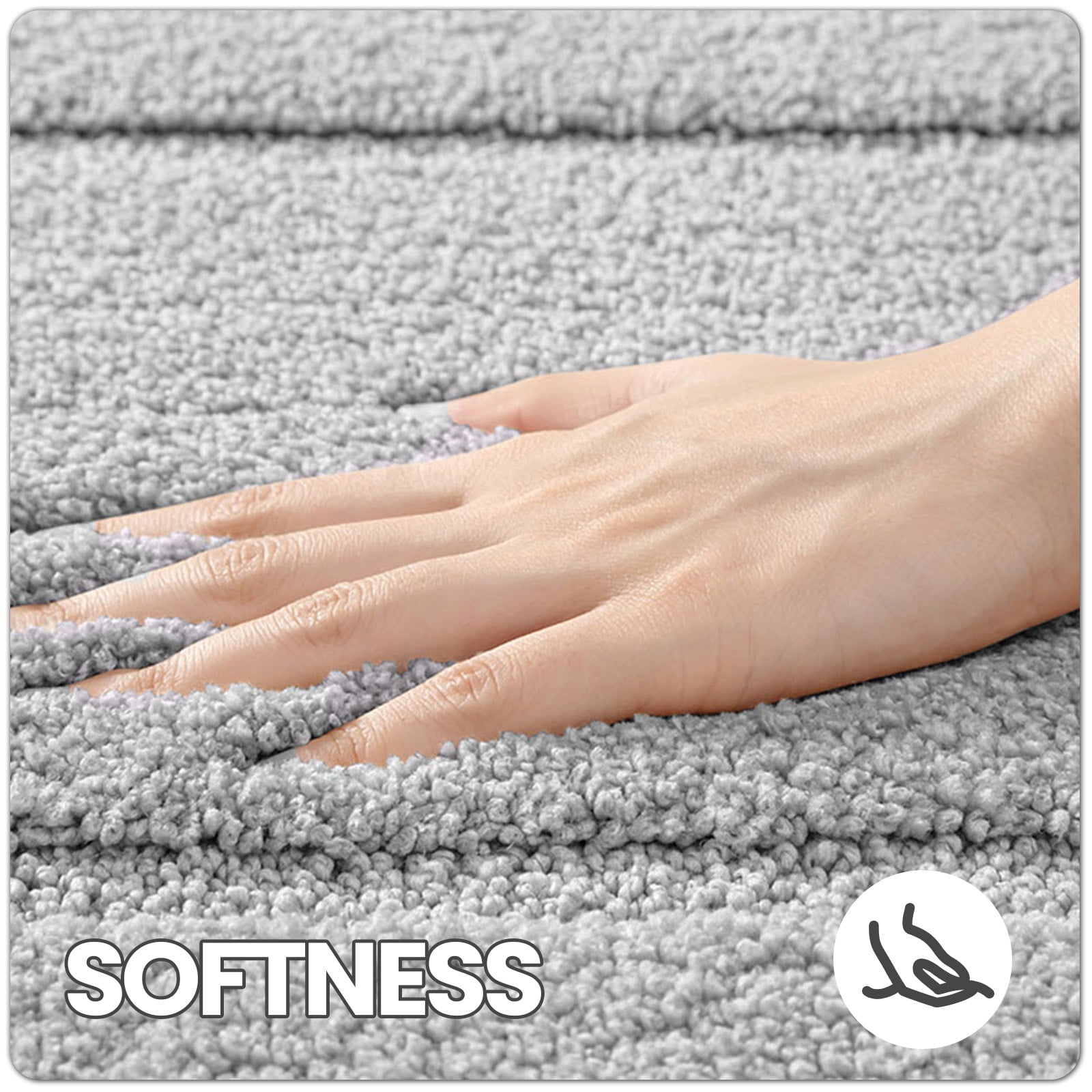 OEAKAY Traditional Shag Bath Mat, Light Gray Soft Microfiber Bathroom Rug for Bathroom Floor, 16"x24", Machine Washable, Super Absorbent and Non-Slip
