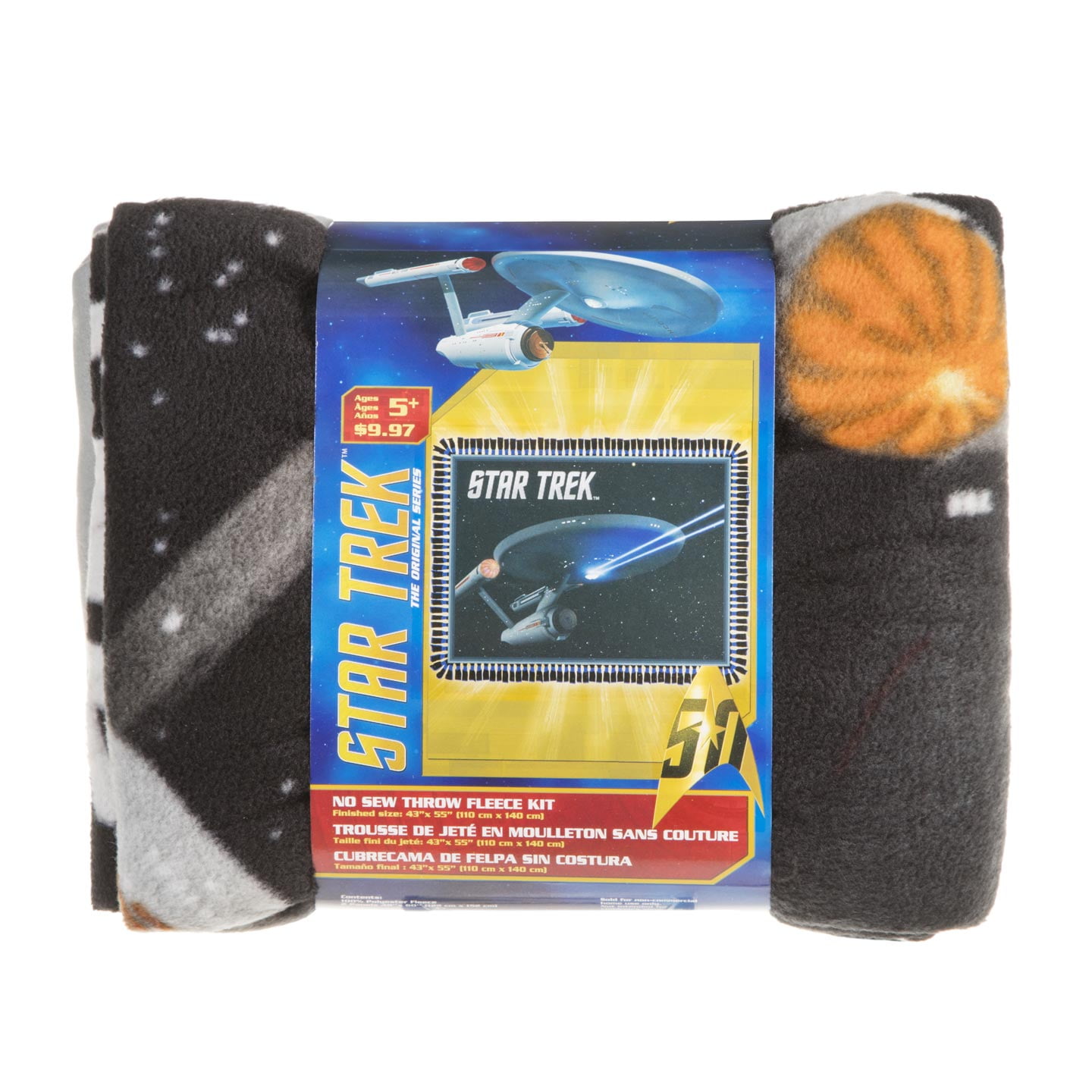 Star Trek USS Enterprise NoSew Fleece Blanket Kit, 48 x 60 inches