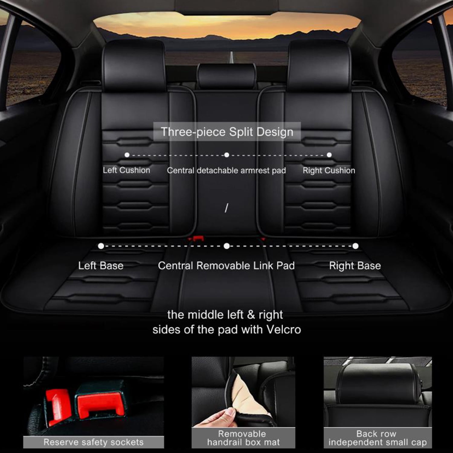 Car Seat Covers,Full Set 5 Seats Custom Fit for Kia Soul 2010-2025 Waterproof Faux Leather Seat Protector Vehicle Cushion Covers Compatible Airbag Full Set 5 Seats Black