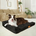 thumbnail image 3 of Exclusivo Mezcla Jacquard Orthopedic Pet Bed for Median Dogs, 36"X24" Waterproof L Shaped Dog Bed with Washable Cover, Black, 3 of 9