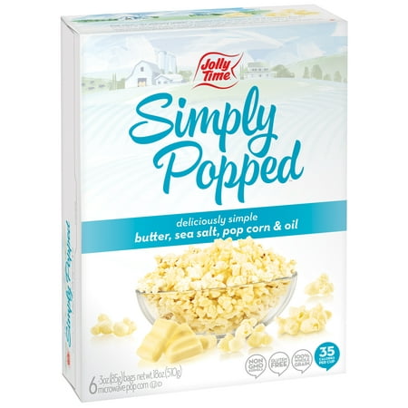 Jolly Time Simply Popped Butter Microwave Popcorn, 3 Oz., 6