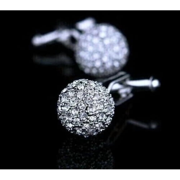 3Ct Round Cut Lab Created Diamond Wedding Men's Cufflinks 14k White Gold Plated Silver