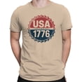 thumbnail image 2 of Smartprints USA Since 1776 Vintage Patriotic Men's T-shirt, Natural, S, 2 of 3