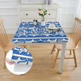 thumbnail image 2 of BANET  Gulbahar Blue Fall Rectangle Tablecloth, Handblock Print Floral Table Cloth for Kitchen Dining Linen I Thanksgiving Christmas Weddings Outdoors  white, 2 of 8
