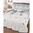 thumbnail image 3 of Quilts Twin-XL Size Bedding Set, Spring Cherry Flowers Lightweight Quilted Comforter, Blue-green Gray Floral Blossom Beige Soft Bedspread Coverlet with Pillow Covers for All Season, 68" x 98", 3 of 7