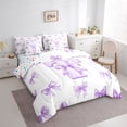 thumbnail image 3 of Homewish Purple Ribbon Letter T Twin Bedding Sets 7-Piece, Cartoon Cute Monogrammed Bedding Comforter Set, Fairy Tale Theme Reversible Sheet Sets, Breathable Home Decor, 3 of 7