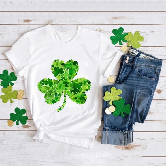 JIAYUE St Patricks Day Kids Boys Girls Tops Cartoon Print Short Sleeve Crew Neck Pull-On Lightweight T Shirt For Toddler Stylish Urban Tops