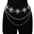 thumbnail image 1 of Women Vintage All-match Hip Hop Style Punk Waist Chain Dress Cummerbands Ladies Belt Sun Waistband Silver, 1 of 5