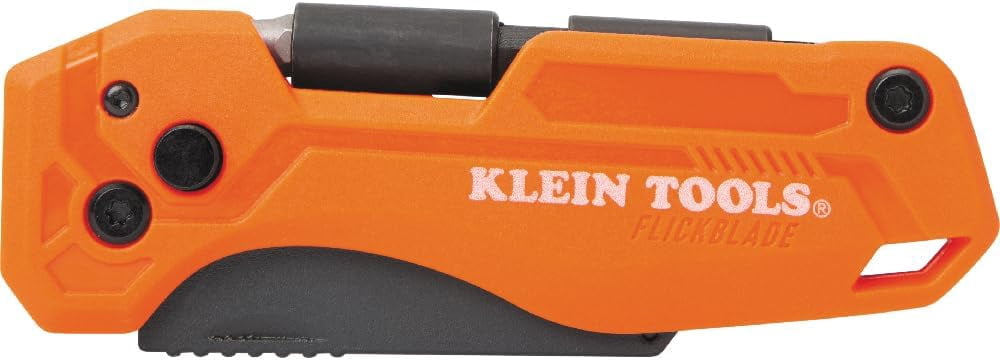 44304 Folding FLICKBLADE Utility Knife, Compact, Removable Impact Driver, 1/4-Ih Nut Driver and #2 Phillips Bit