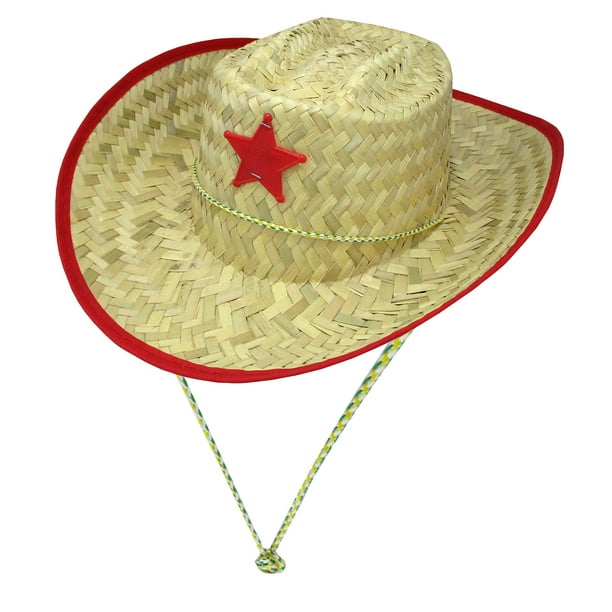 Childs Cowboy Straw Sheriff Hat Western Costume Accessory, One Size